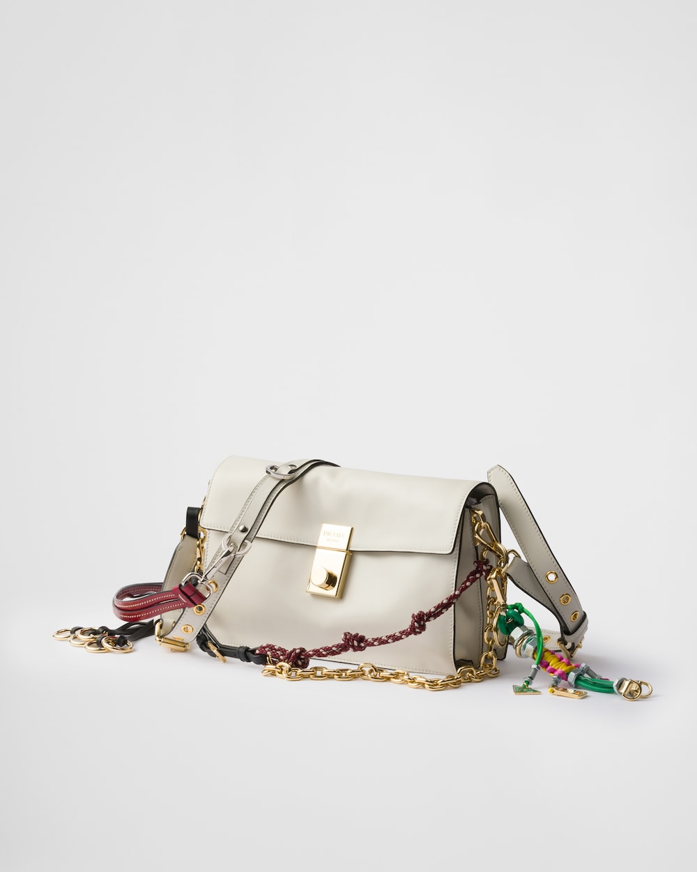 Prada Soft Sound Small Leather Shoulder Bag With Charms - Image 2